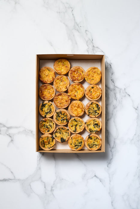 20 x Mix Cocktail Quiche box (Florentine & Lorraine)